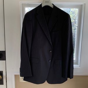 Navy and Brown Striped Prada Suit